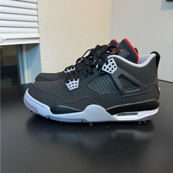 Nike Air Jordan 4 G Retro Golf Bred Fire Red Cement...